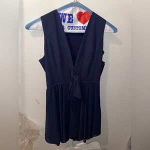 navy mini dress with tie in front